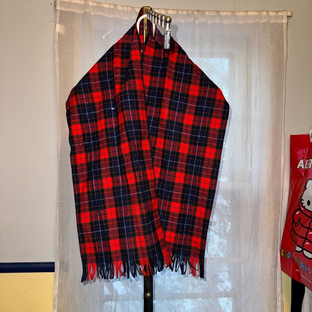 Vintage Pendleton 100% Wool Red Plaid Small Scarf